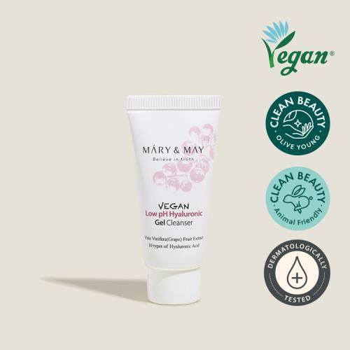 [Mary&May] (Mini) Vegan Low pH Hyaluronic Gel to Foam cleanser 30ml